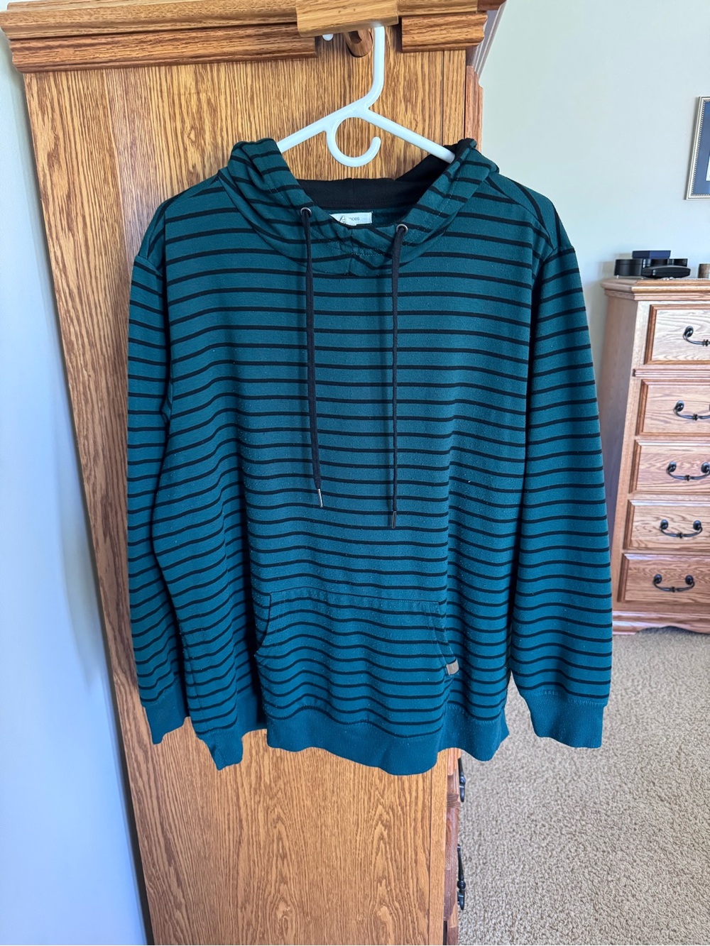 Maurices Green and Black Striped Hooded Sweatshirt